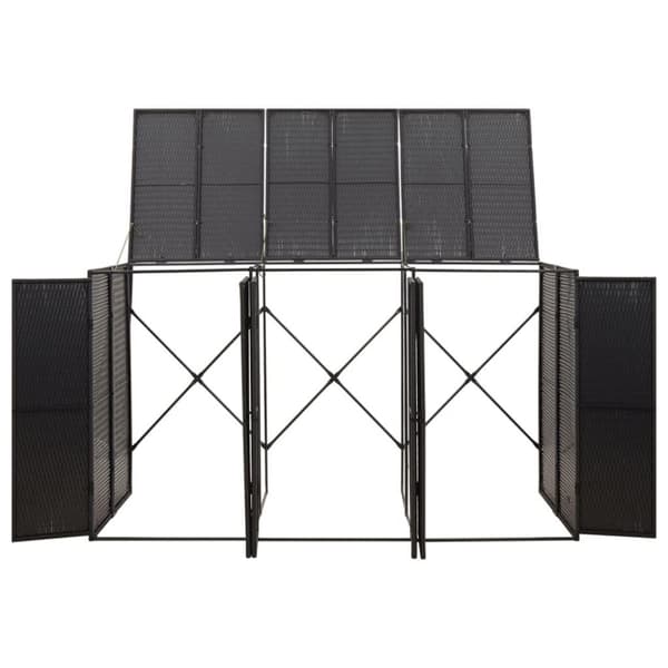 vidaXL Søppeldunkskur trippel svart 207x80x117 cm polyrotting