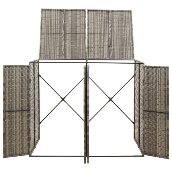 vidaXL dobbelt skraldespandsskjuler 140x80x117 cm polyrattan grå