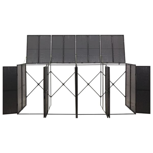 vidaXL firdobbelt skraldespandsskjuler 274x80x117 cm polyrattan sort