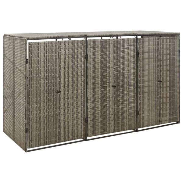 vidaXL tredobbelt skraldespandsskjuler 207x80x117 cm polyrattan grå