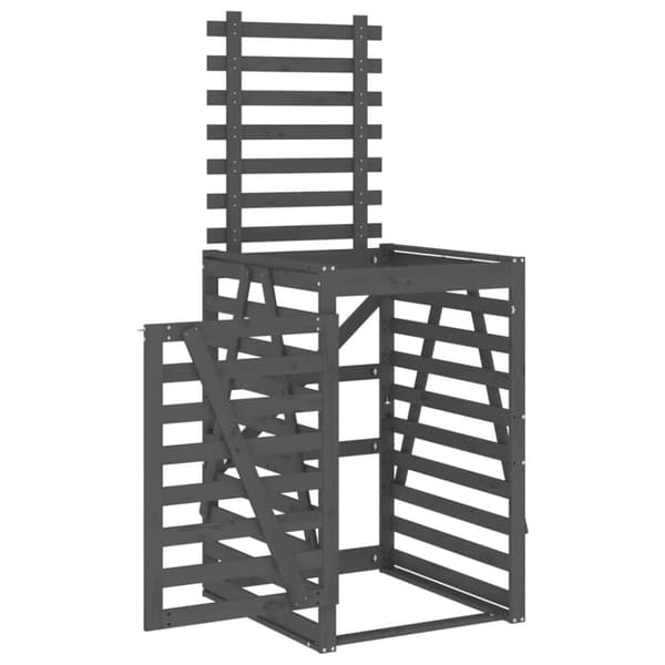 vidaXL skraldespandsskjuler 84x90x128,5 cm massivt fyrretræ grå