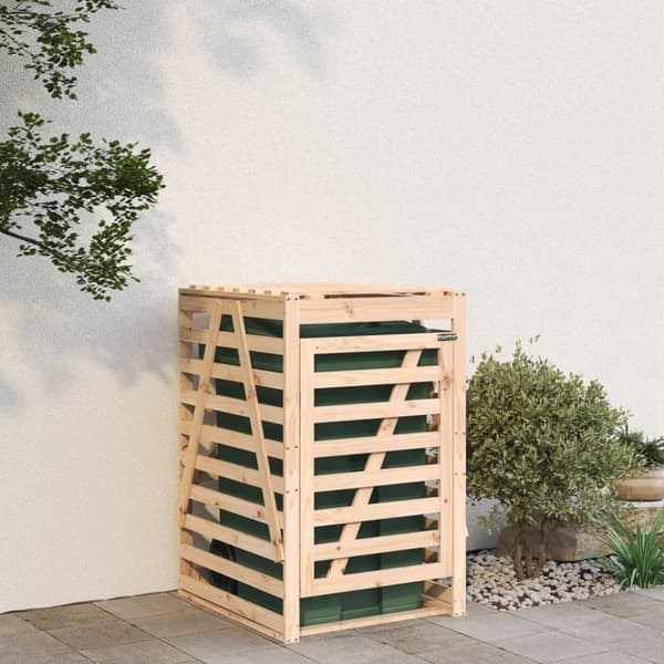vidaXL skraldespandsskjuler 84x90x128,5 cm massivt fyrretræ