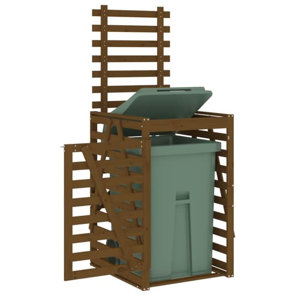 vidaXL skraldespandsskjuler 84x90x128,5 cm massivt fyrretræ brun