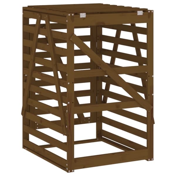 vidaXL skraldespandsskjuler 84x90x128,5 cm massivt fyrretræ brun