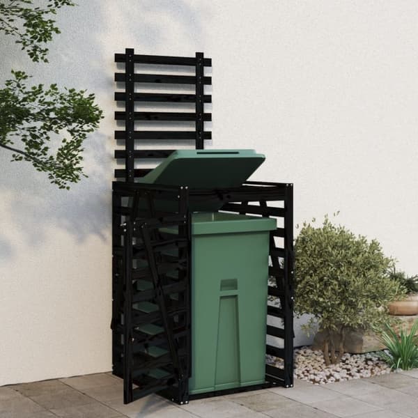 vidaXL skraldespandsskjuler 84x90x128,5 cm massivt fyrretræ sort