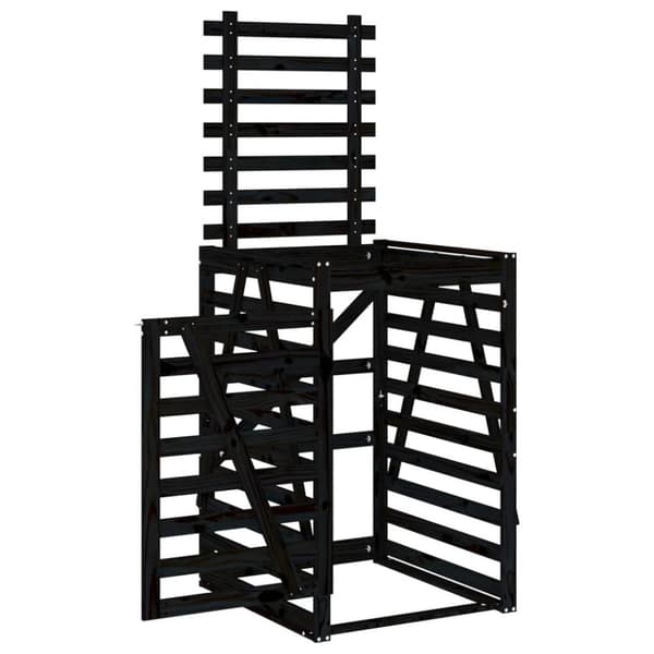 vidaXL Skjul för sopkärl 84x90x128,5 cm svart massiv furu
