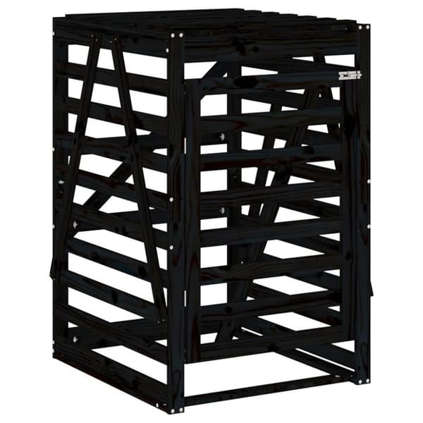 vidaXL Skjul för sopkärl 84x90x128,5 cm svart massiv furu