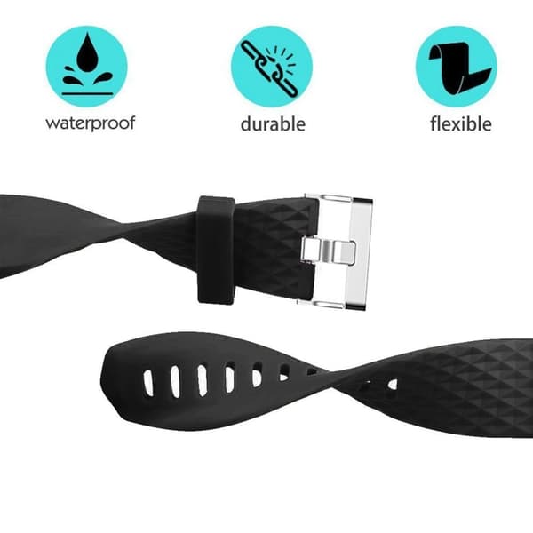 INF Klokkereim til Fitbit Charge 2 i svart silikon (L)