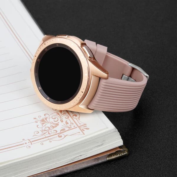 Samsung Galaxy Watch 42 mm rosa beige silikonarmbånd (S)