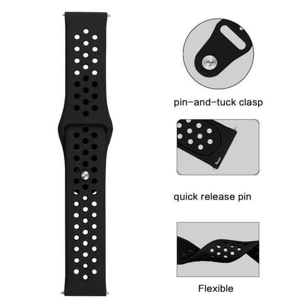 Universalt Stilrent Klockarmband Sport Runnr - 22mm Svart