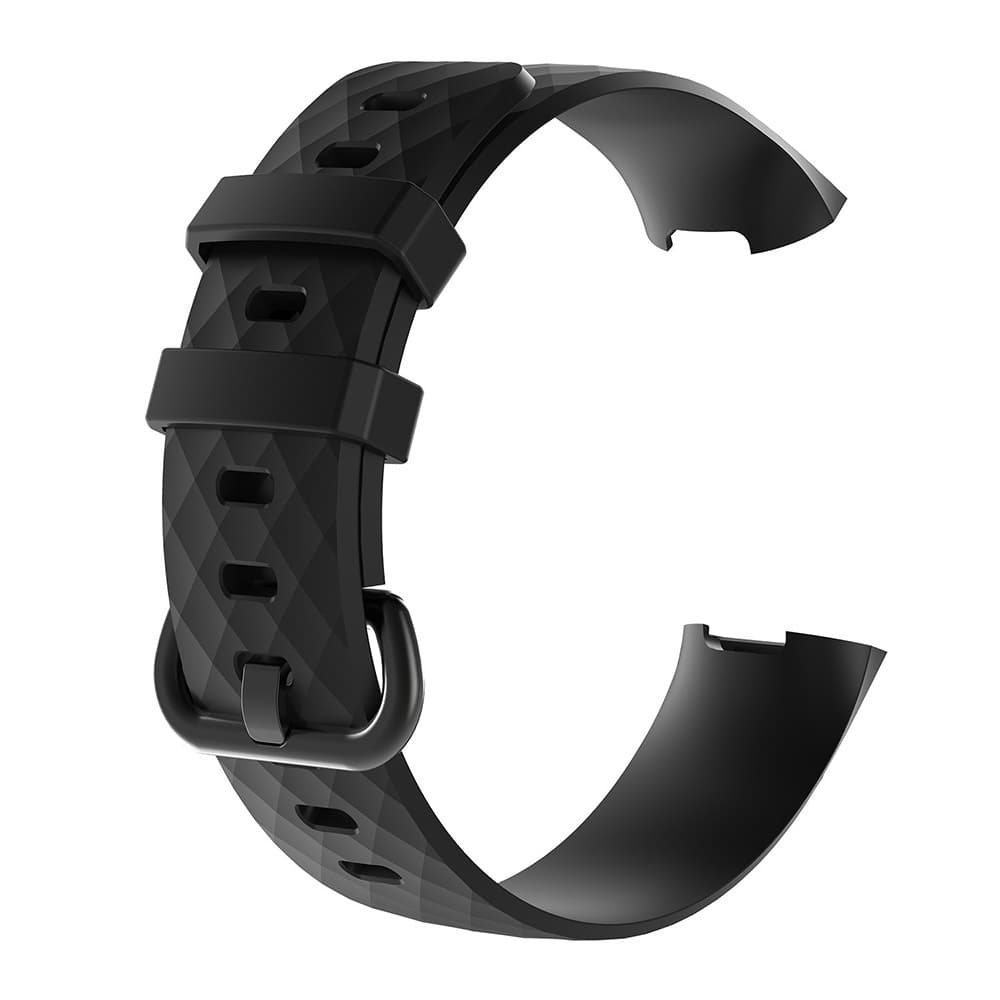 Svart Silikonbånd til Fitbit Charge 3 / Charge 3 SE - L