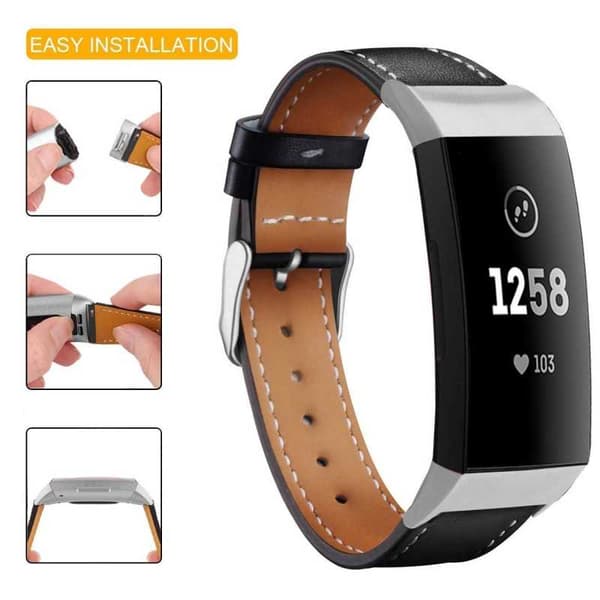 Fitbit Charge 4 Stilfuldt læderarmbånd Retro