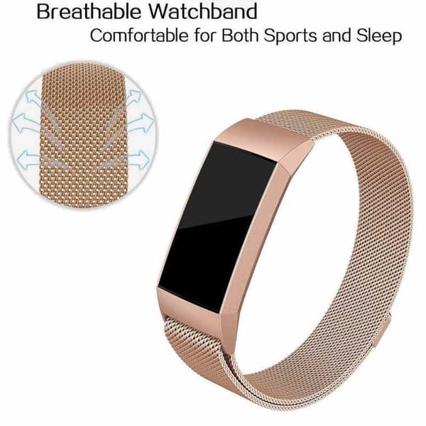 Fitbit Charge 3 -rannekoru Milanese Loop Rose Gold