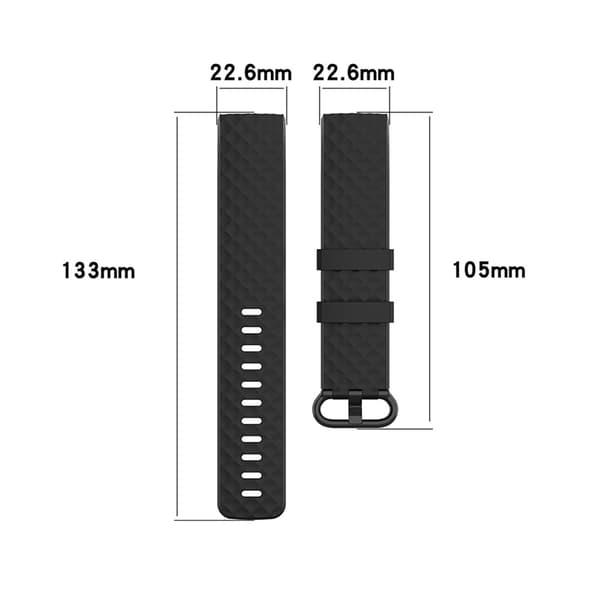 Silikonerem Fitbit Charge4 / Charge 3 - L Sort