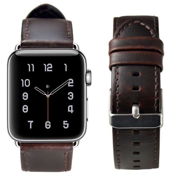Apple Watch Series 6 44 mm stilfuld læderrem - mørkebrun