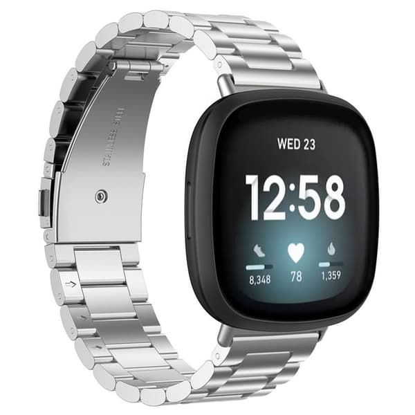 Armbånd Rustfrit stål Fitbit Versa 3 - Sølv