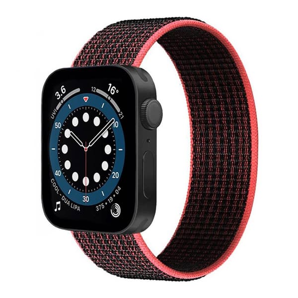 Apple Watch 7 (40mm) Nylon armbånd -Svart Röd