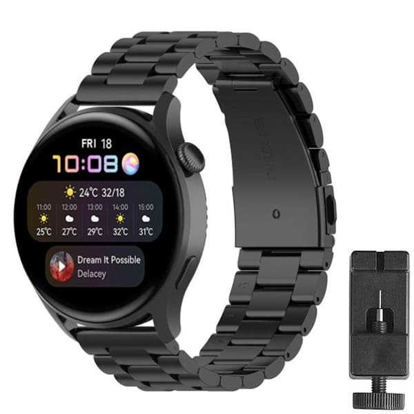 Armbånd Rustfritt stål Huawei Watch 3 Pro - Svart
