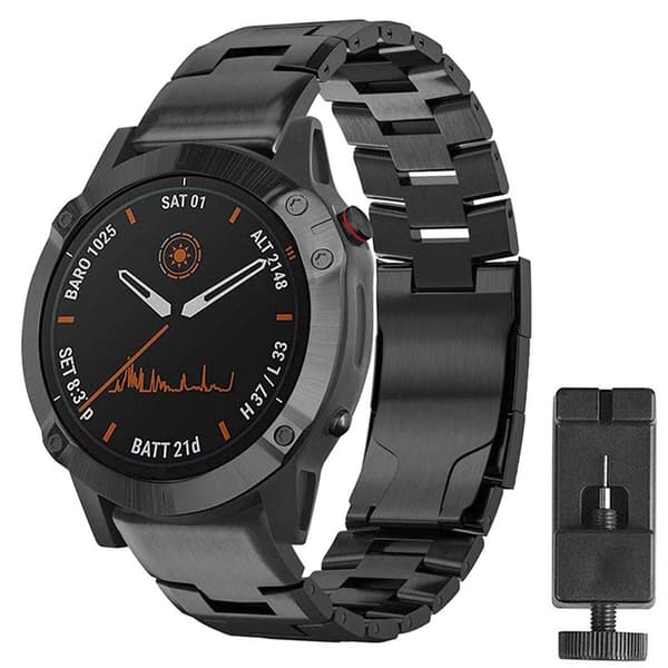 Armbånd titanium Garmin Fenix 6 Pro - Sort