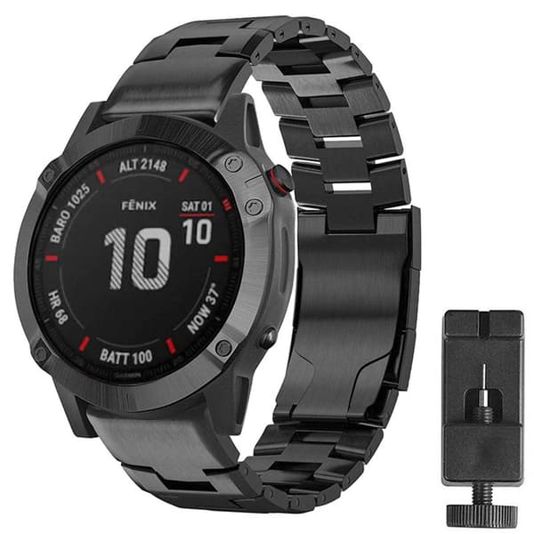 Armbånd titan Garmin Fenix 6X Pro Pro - Svart