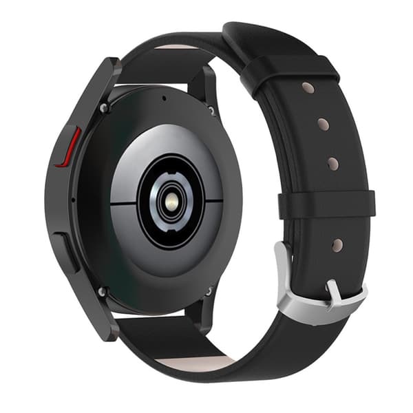 Läderarmband 20mm för Galaxy Watch 4 40mm m.fl. - Svart