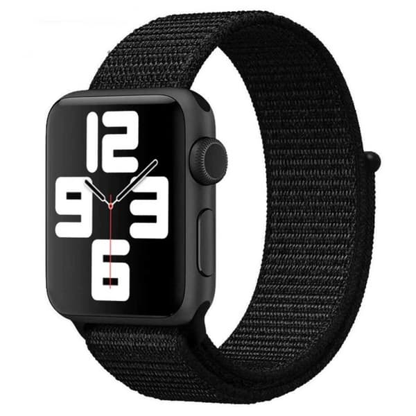 Apple Watch 42/44/45/49 Nylonarmband Sportloop Kardborreband Svart