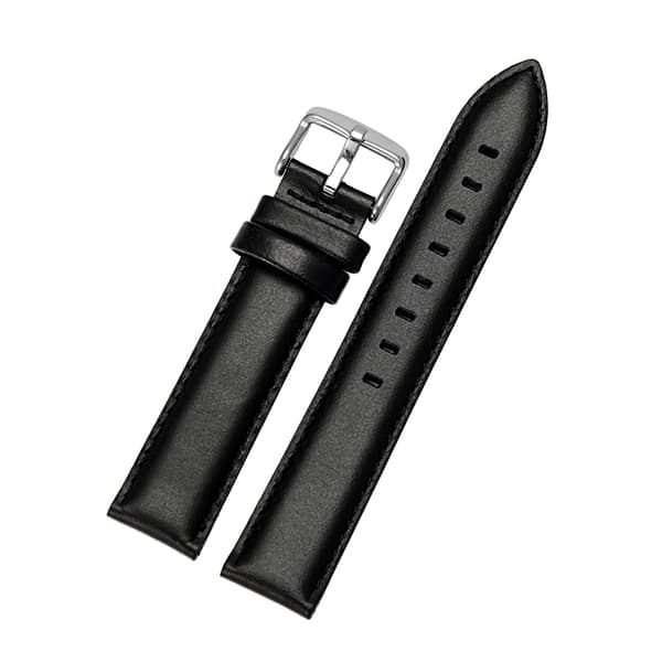 Klassiskt klockarmband av svart läder Svart 18mm
