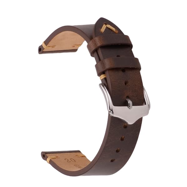 Mörkbrunt vintage klockarmband av läder Mörkbrun 18mm