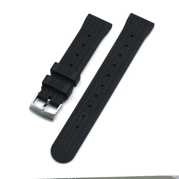 Waffle klockarmband av svart FKM gummi Musta 20mm