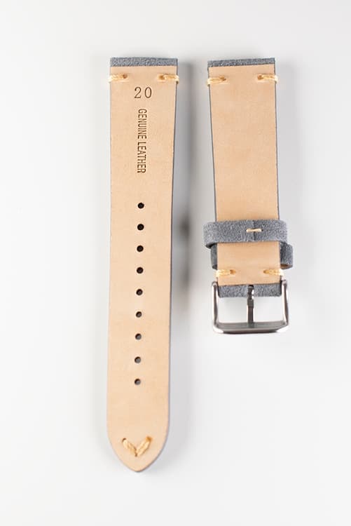 Premium klockarmband av grå mocka