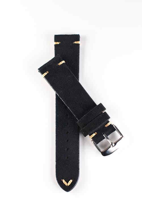 Premium klockarmband av svart mocka Svart 22mm