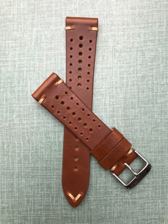 Racing klockarmband av brunt läder