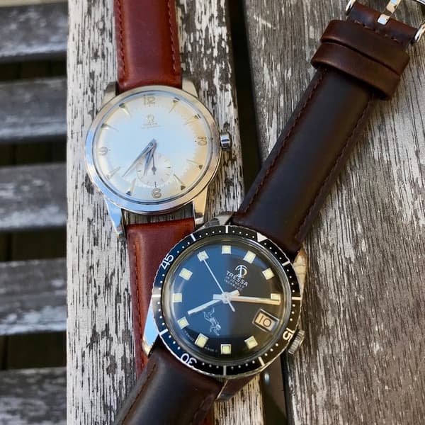 Klassiskt klockarmband av brunt läder