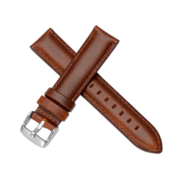 Klassiskt klockarmband av brunt läder Ruskea 16mm