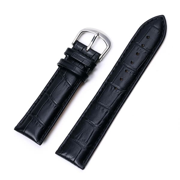 Krokodilmönstrat band av svart läder 22mm