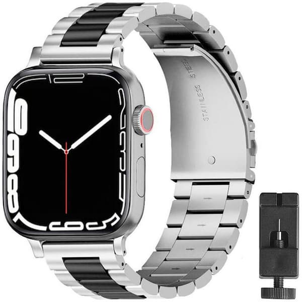 Armband rostfritt stål Apple Watch 7 (45mm) - Silver/Svart