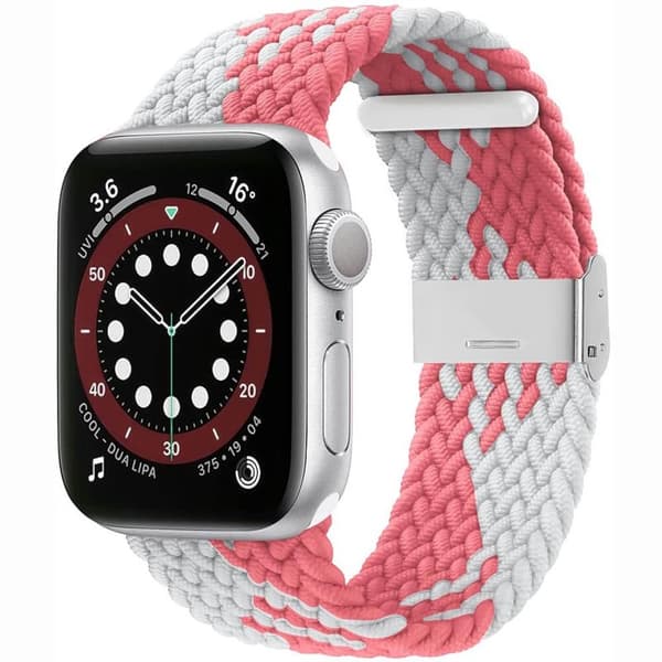 Flätat Elastiskt Armband Apple watch 6 (44mm) - Pink white