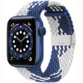 Miniatyrbillede 1 af 2: Flettet Elastik Armbånd Apple watch 6 (40mm) - Blåhvid