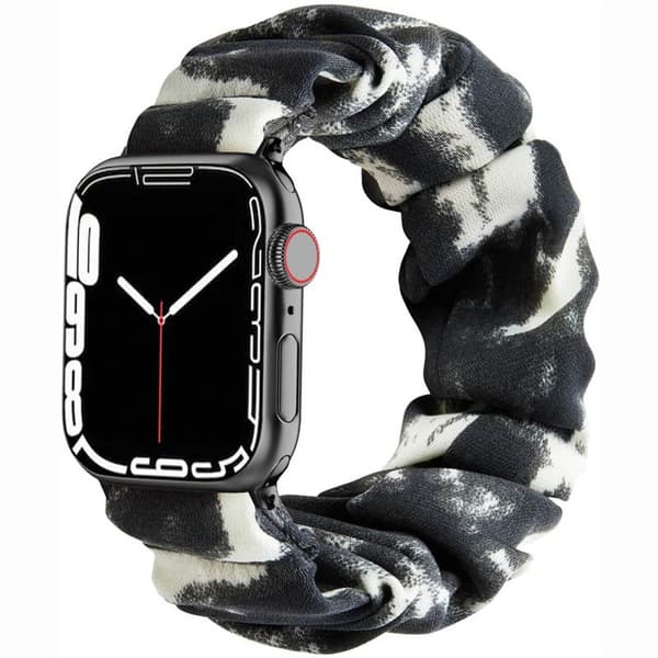 Scrunchie Elastisk armbånd Apple Watch 7 (45mm) - Mørk grå/hvit