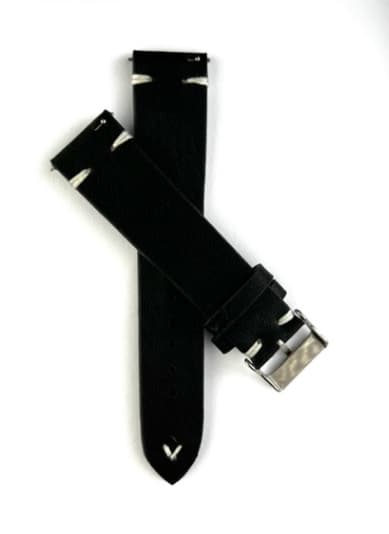 Svart klockarmband av konstläder