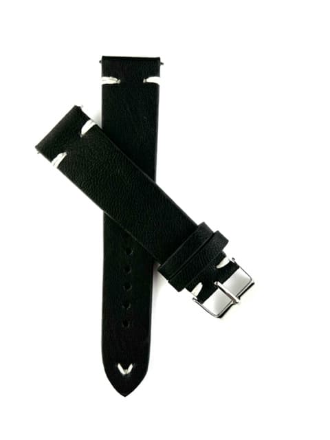 Svart klockarmband av konstläder