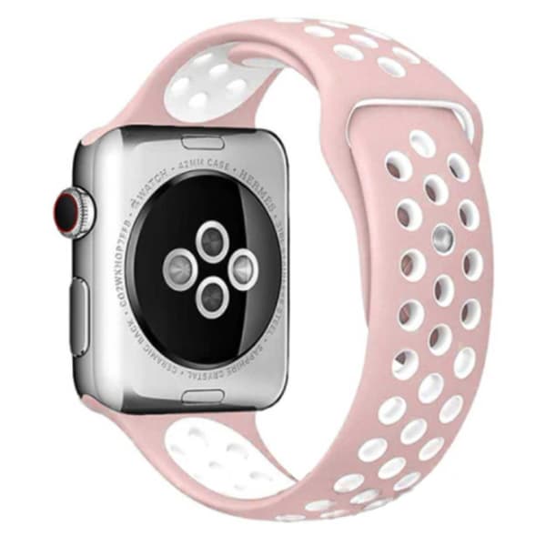 Apple Watch 42/44/45/49 Yhteensopiva rannekoru silikonirannekoru vaaleanpunainen valkoinen