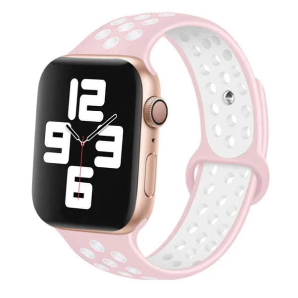 Apple Watch 42/44/45/49 Yhteensopiva rannekoru silikonirannekoru vaaleanpunainen valkoinen