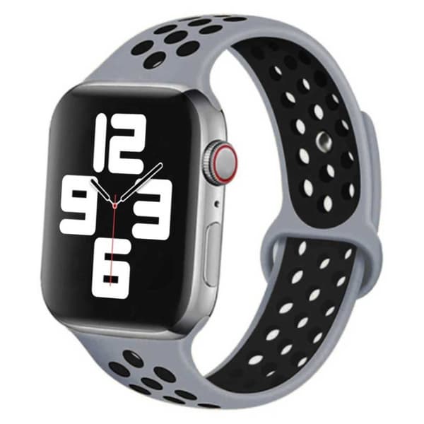 Apple Watch 42/44/45/49 Yhteensopiva rannekoru silikoniurheilu rannekoru harmaa musta