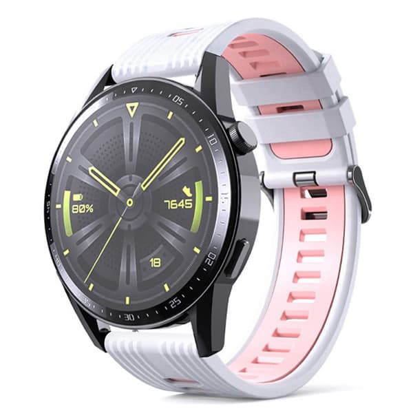 Twin RIB Armbånd Huawei Watch GT3 (46mm) - Hvit/rosa