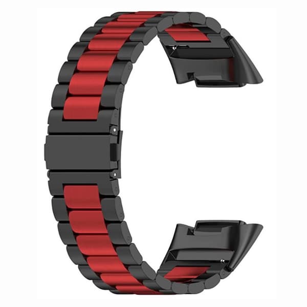 Armbånd rustfrit stål Fitbit Charge 5 - Sort/rød
