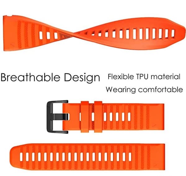 INF Garmin armbånd 26 mm Fenix 6X/5X Plus/3HR/Descent MK1 silikone Orange