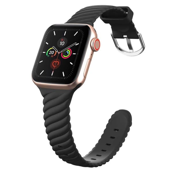 Ribbat Apple Watch Silikonarmband 42/44/45/49 Svart