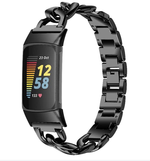 Urrem kompatibel med Fitbit Charge 5 Stainless Steel Black