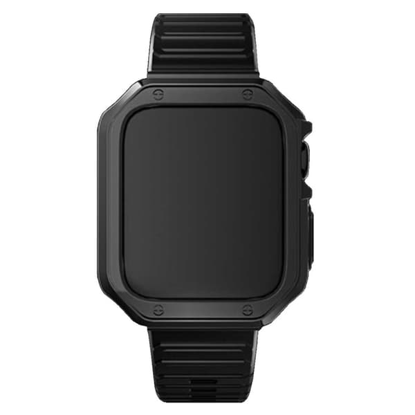 Armband Apple Watch 42/44/45/49mm Svart + TPU Skal Bumper Svart